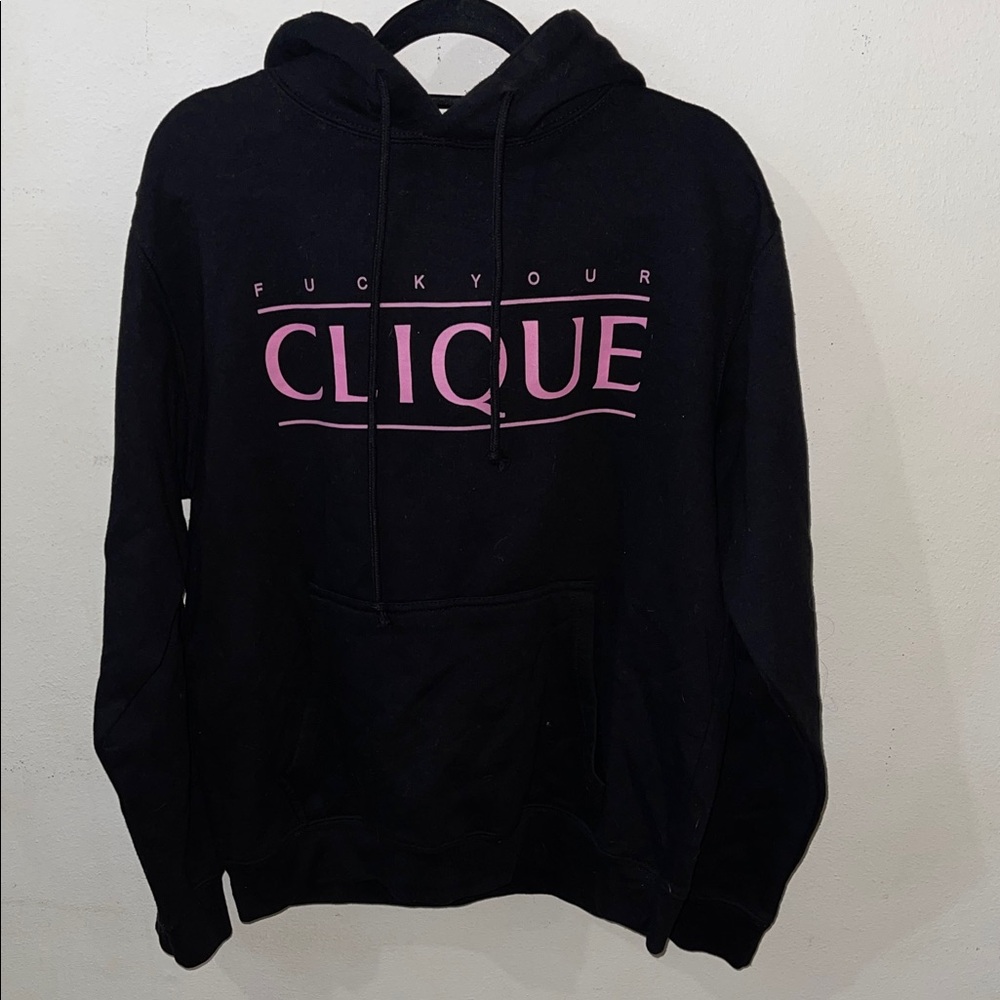 Black Hoodie with Pink Graphic